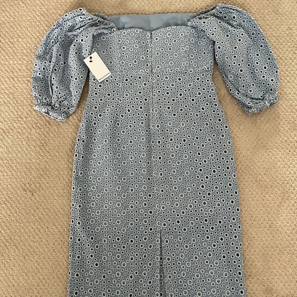 Prose & Poetry Sheila off-the-shoulder midi dress in Blue Eyelet, Size Large. - Picture 6 of 9